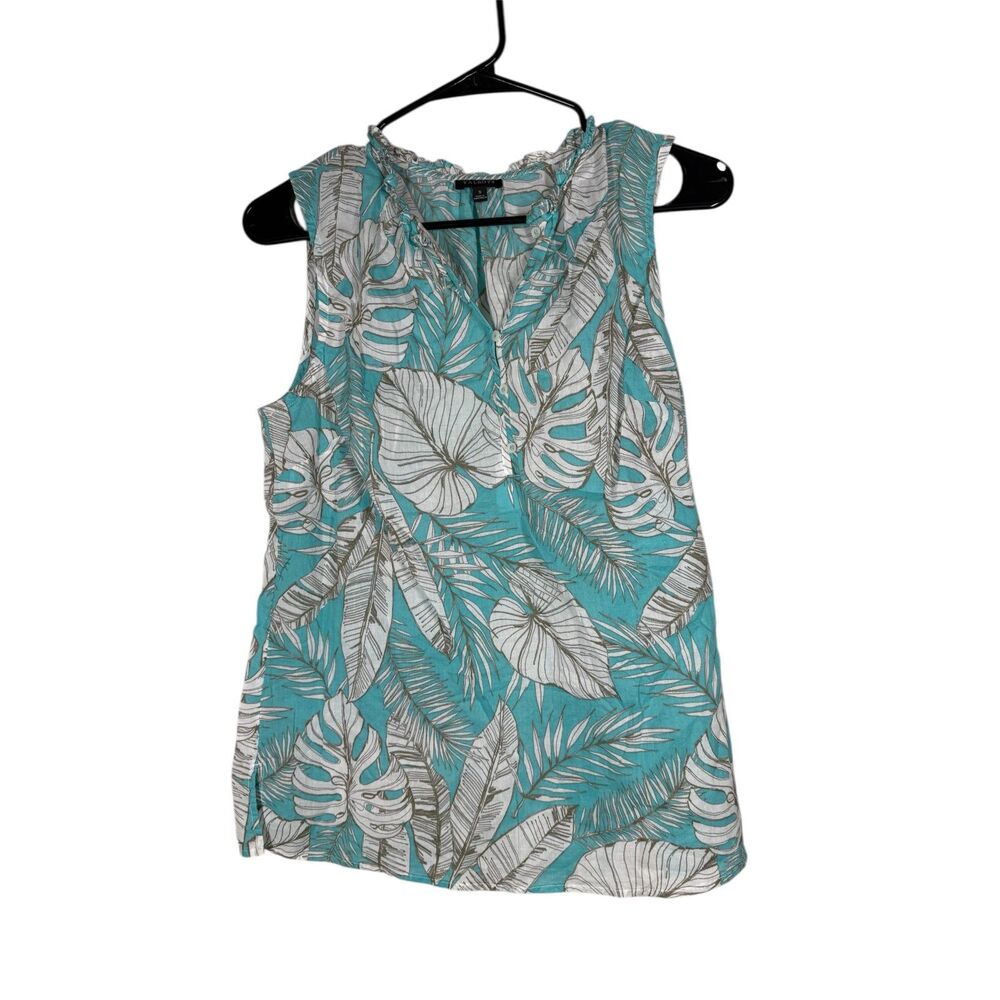 Talbots Lightweight Popover Tank Top Sz S Tropical Resort Vacation Beachy